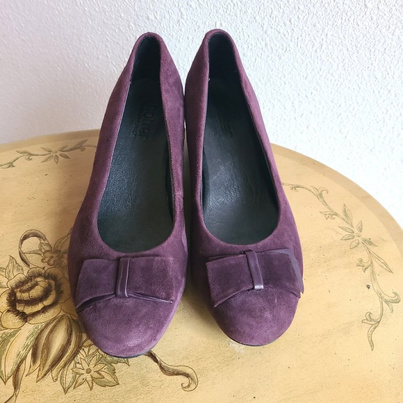 Hotter Cecelia US 4.5 Purple Suede Bow Heels Quiet Luxury Block Heel Fairycore - Picture 2 of 10